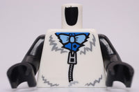 Lego White Panda Minifig Torso Costume Black Arms Zipper Bow Tie