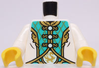 Lego White Torso Robe Gold Laces Dragon in Shield Dark Turquoise Robe Gold Trim