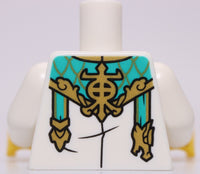 Lego White Torso Robe Gold Laces Dragon in Shield Dark Turquoise Robe Gold Trim