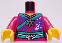 Lego Magenta Female Torso Necklace Fish Ocean Pattern