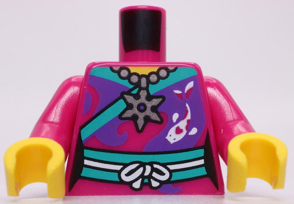 Lego Magenta Female Torso Necklace Fish Ocean Pattern