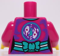 Lego Magenta Female Torso Necklace Fish Ocean Pattern