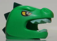 Lego Bright Green Minifig  Head Gear Mask Lizard Yellow Eyes Pattern White Teeth