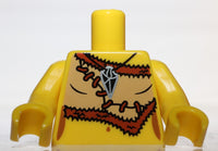 Lego Yellow Torso Female with Animal Skin Top with Black and Silver Amulet