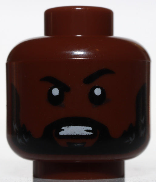 Lego Star Wars Reddish Brown Head Black Beard Angry