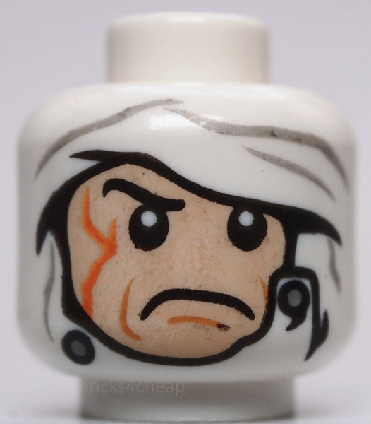 Lego Star Wars White Minifig Head Male White Bandage Buttons Pattern Dengar