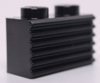 Lego 20x Black Brick Modified 1 x 2 with Grille Fluted Profile