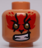 Lego Nougat Minifig Head Dual Sided Red Fur Gold Eyes Crooked Mouth with Fang
