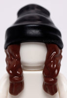 Lego Reddish Brown Minifig Hair Combo Hair with Hat 2 Braids over Shoulders