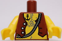 Lego Pirate Yellow Torso Brown Vest Anchor Pattern