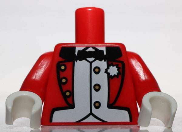 Lego Red Minifig Torso Jacket Bow Tie White Vest Circus Ring Leader