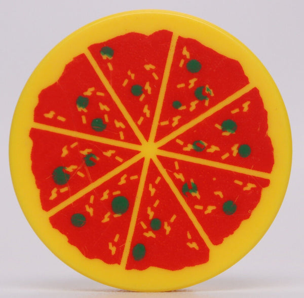 Lego Yellow Tile Round Decorated 2 x 2 Sliced Pizza Pie