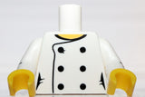 Lego White Torso Female Chef with Six Black Buttons and Yellow Neck Pattern