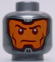 Lego Flat Silver Head Dual Sided Balaclava Orange Face Cheek Lines Gritted Teeth
