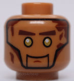 Lego Head Alien with Gold Eyes Reddish Brown Eyebrows Splotches Gold Circles