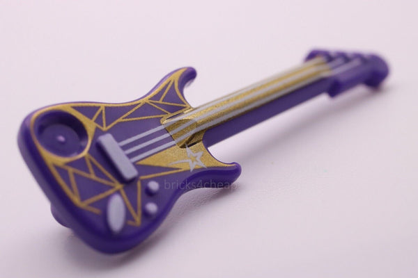 Lego Dark Purple Utensil Guitar Electric White Strings Star Geometric Pattern