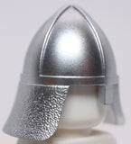 Lego Castle Metallic Silver Knight's Helmet with Nose Guard and Neck Protector