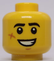 Lego Yellow Head Dual Sided Cheek Scar Large Smile Teeth Angry Pattern