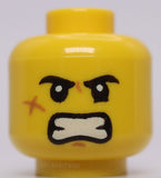 Lego Yellow Head Dual Sided Cheek Scar Large Smile Teeth Angry Pattern