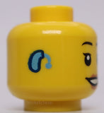 Lego Yellow Head Female Black Eyebrows Medium Nougat Lips Smile Hearing Aid