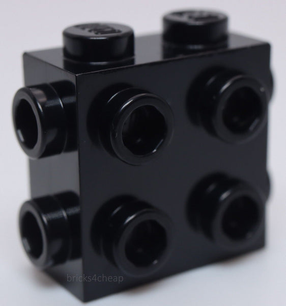 Lego 6x Black Brick Modified 1 x 2 x 1 2/3 with Studs on Side and Ends