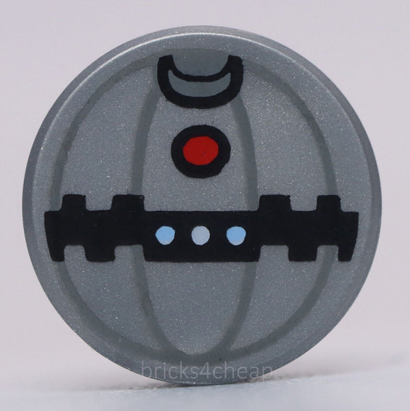 Lego Flat Silver Tile Round Decorated 1 x 1 with Thermal Detonator Pattern