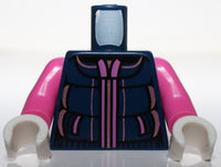 Lego Dark Blue Torso Winter Jacket with Metallic Pink Zipper Pattern