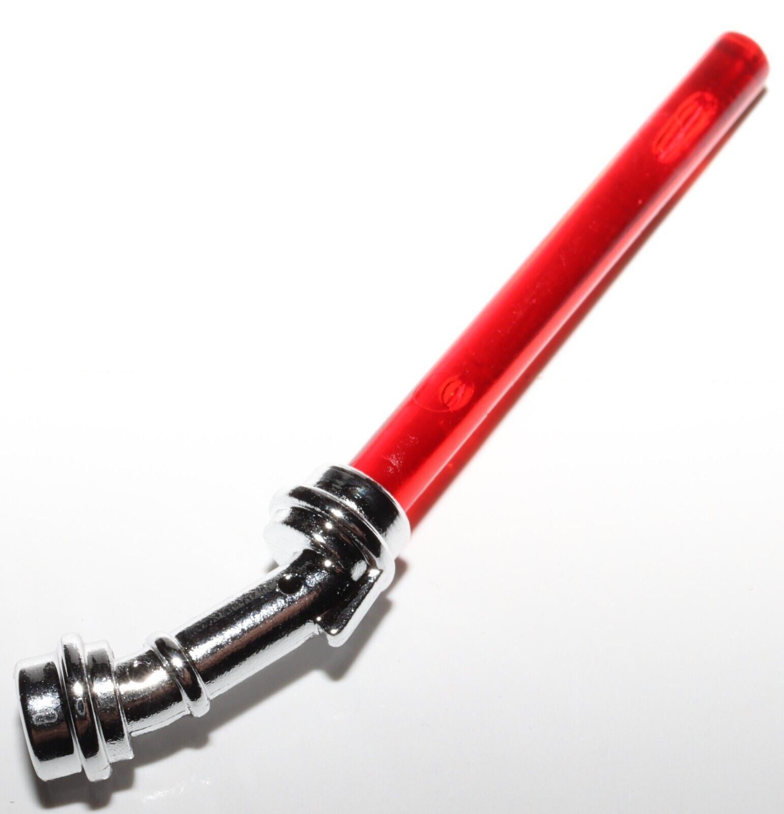 Lego Chrome Silver Lightsaber Angled Hilt Trans Red 4L Bar