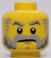 Lego Yellow Head Beard Gray Eyebrows Sideburns Stern Pattern