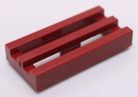 Lego 20x Dark Red Tile Modified 1 x 2 Grille with Bottom Groove Lip