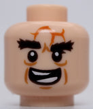 Lego Minifig Head Dual Sided LotR Bushy Black Eyebrows Dark Orange Scars