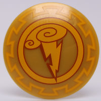 Lego Pearl Gold Minifig Shield Circular Convex Face Storm Clouds Lightning