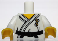 Lego White Minifig Torso Karate Uniform with Black Belt Pattern Karate Robe