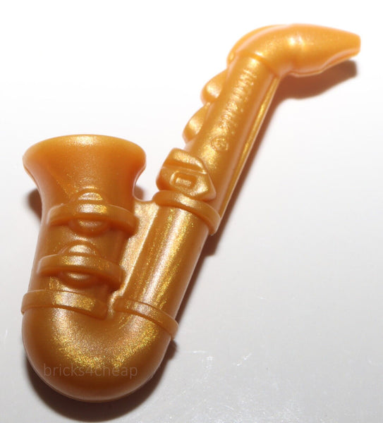 Lego Pearl Gold Saxophone Minifig Utensil Instrument