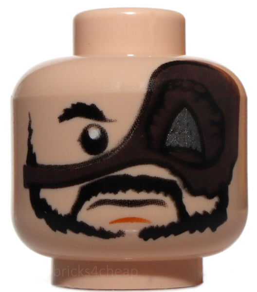 Lego Light Flesh Head Beard Moustache and Large Eye Patch