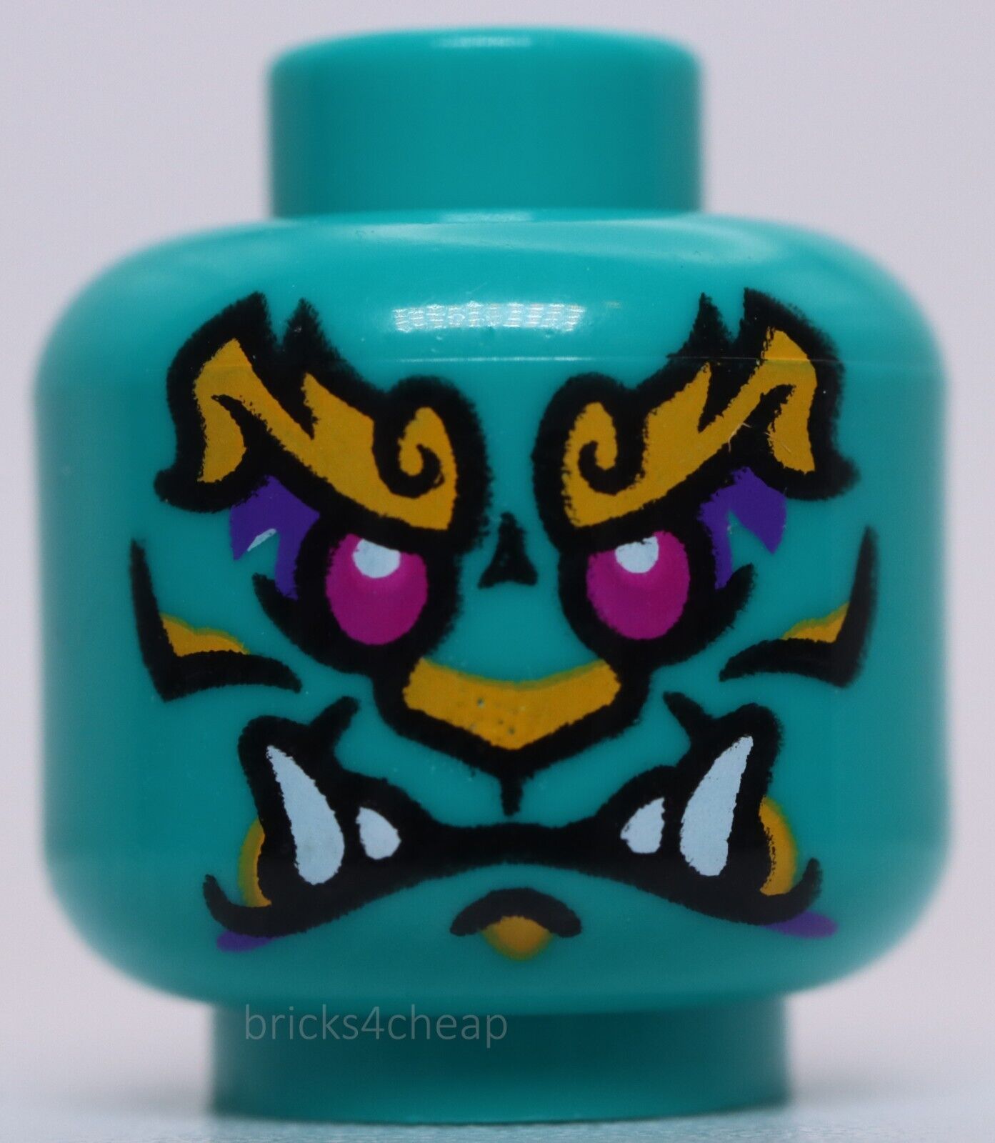 Lego Dark Turquoise Head Alien Magenta Eyes Bright Light