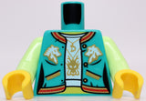 Lego Dark Turquoise Torso Female Jacket White Undershirt Red Trim Horse Heads