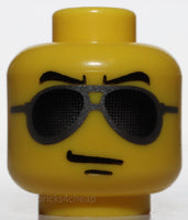 Lego Yellow Head with Black Aviator Glasses Chin Dimple Police Highway Patrol