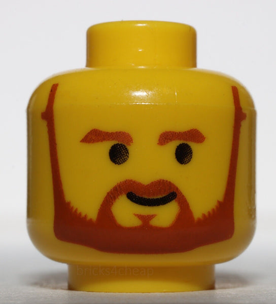Lego Star Wars Yellow Minifig Head Orange Beard Brown Trim Beard Obi
