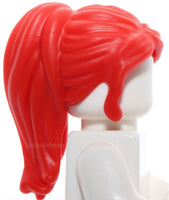 Lego Red Mini Doll Hair Friends Long Ponytail Side Bangs Hole on Top