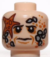 Lego Minifig Head PotC Bootstrap Bill Barnacles and Starfish Pattern
