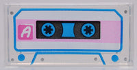 Lego Trans-Clear Tile 1 x 2 with Groove Audio Cassette with 'A'