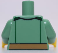 Lego Sand Green Torso Shirt 3 Buttons and Dark Green Pockets White Undershirt