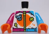 Lego White Torso Jumpsuit Orange Panel Metallic Light Blue Bear Skull