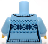 Lego Bright Light Blue Winter Sweater Snowflake Buttons Pattern