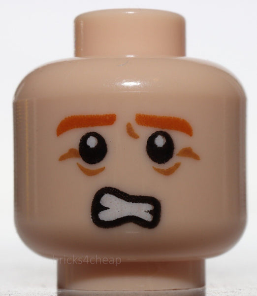 Lego Head Dual Sided Orange Eyebrows Pupils Chin Dimple Frown Scared