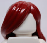 Lego Dark Red Mini Doll Hair Female Long Parted on Side Swept Back Hole on Top