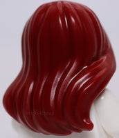 Lego Dark Red Mini Doll Hair Female Long Parted on Side Swept Back Hole on Top