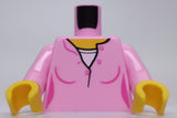 Lego Bright Pink Torso Female Top with Yellow Neck and White Undershirt Pattern