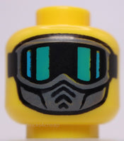 Lego Yellow Head Dark Bluish Gray Mask Green Glare Lines Black Goggles